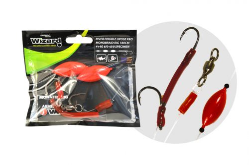 WIZARD MONSTER RIVER DOUBLE UPOSE PRO MONOBRAID RIG 4+4G 6/0+8/0 SPECIMEN