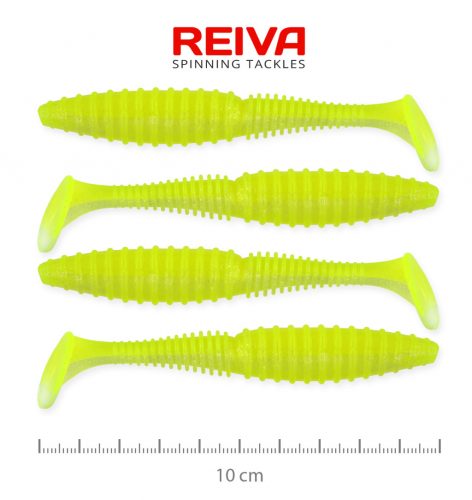 REIVA Zander Power Shad 10cm 4db/cs (Flash Lemonade)