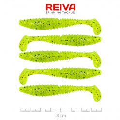 REIVA Zander Power Shad 8cm 5db/cs (Poppy Green)