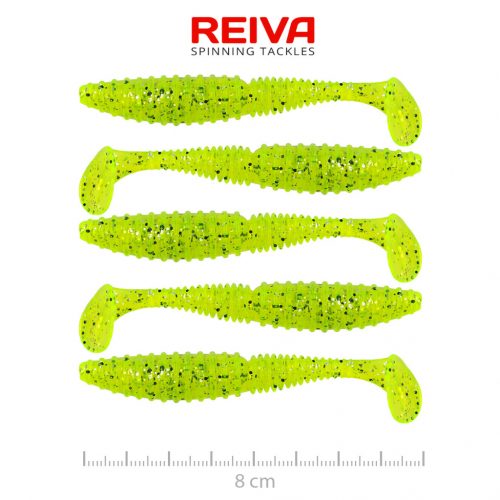 REIVA Zander Power Shad 8cm 5db/cs (Poppy Green)