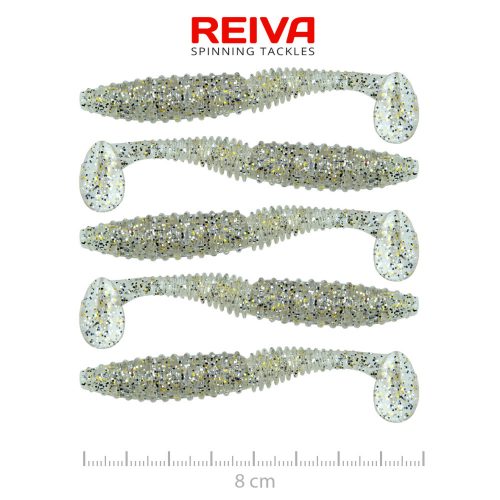 REIVA Zander Power Shad 8cm 5db/cs (Salt and Pepper)