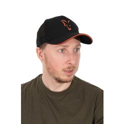 FOX COLLECTION TRUCKER CAP BLACK & ORANGE Baseball Sapka