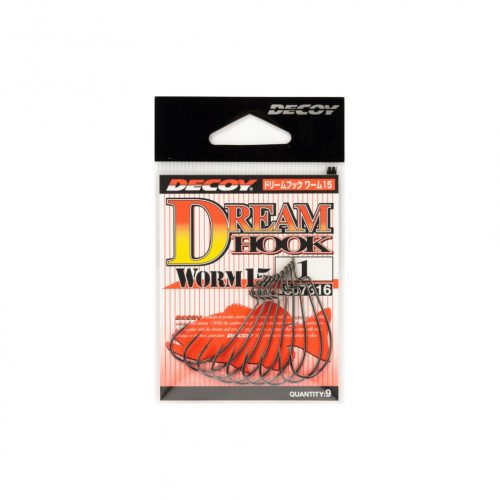 DECOY WORM15 DREAM HOOK #1 NS BLACK 9PCS/BAG