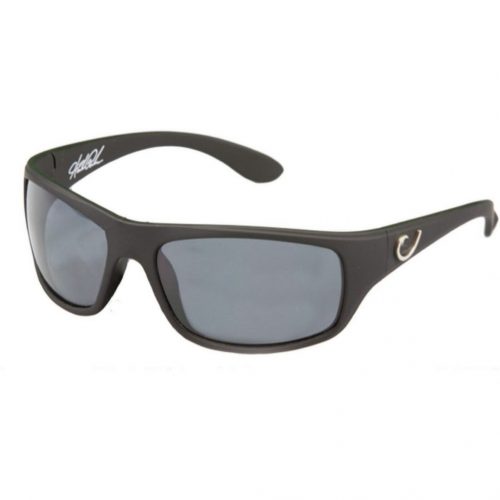 MUSTAD HP POLARIZED SUNGLASSES - BLACK FRAME, SMOKE LENS