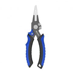   MUSTAD 7.5" ALUMINUM BODY, STAINLESS STEEL JAWS, TUNGSTEN CARBIDE BRAID CUTTER BLUE