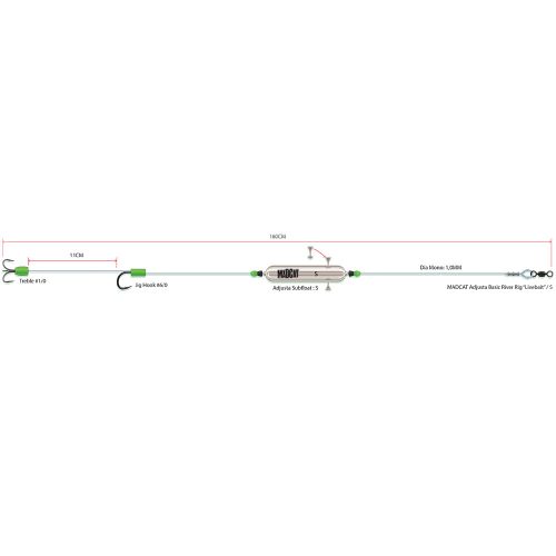 MADCAT ADJUSTA BASIC RIVER RIG LIVE BAIT 160CM1.00MM 1/0 6/0 20G harcsázó szerelék